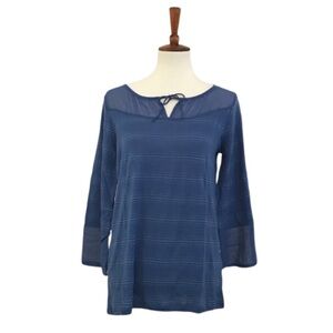 Lucky Brand Blue Peasant Top, Size M